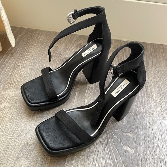 Rag & Bone Matrix Suede Ankle-Strap Platform Sandals Size 6 - Picture 3 of 7